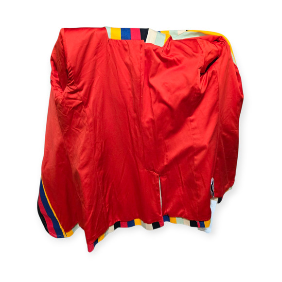 Alice + Olivia Breann Denim Boheme Striped Multi Fitted Blazer Jacket Size 4 - Picture 5 of 15